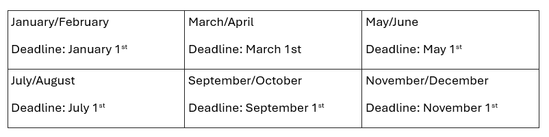 NOVA News submission schedule